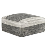 Mathis - Square Woven Outdoor / Indoor Pouf - Gray / White by Simpli-Home | Bel Furniture
