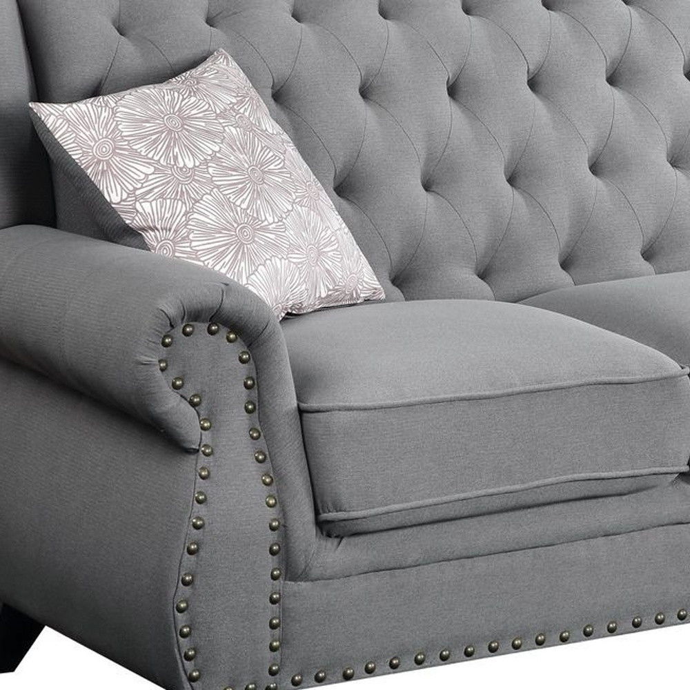 Sofa And Toss Pillows With Black Legs - Gray