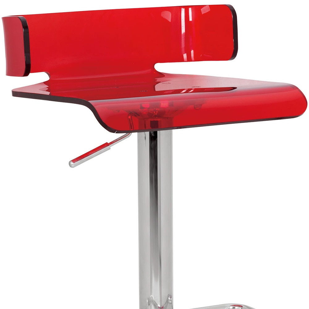 Metal Low Back Counter Height Bar Chair - Red / Silver