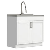 Modern Shaker All-In-One Laundry Utility Sink And Cabinet With Pull-Out Faucet