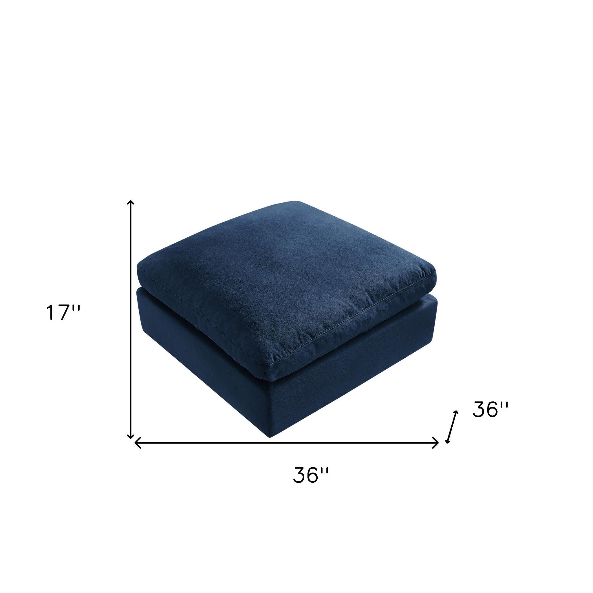 Linen Ottoman - Navy Blue / Black