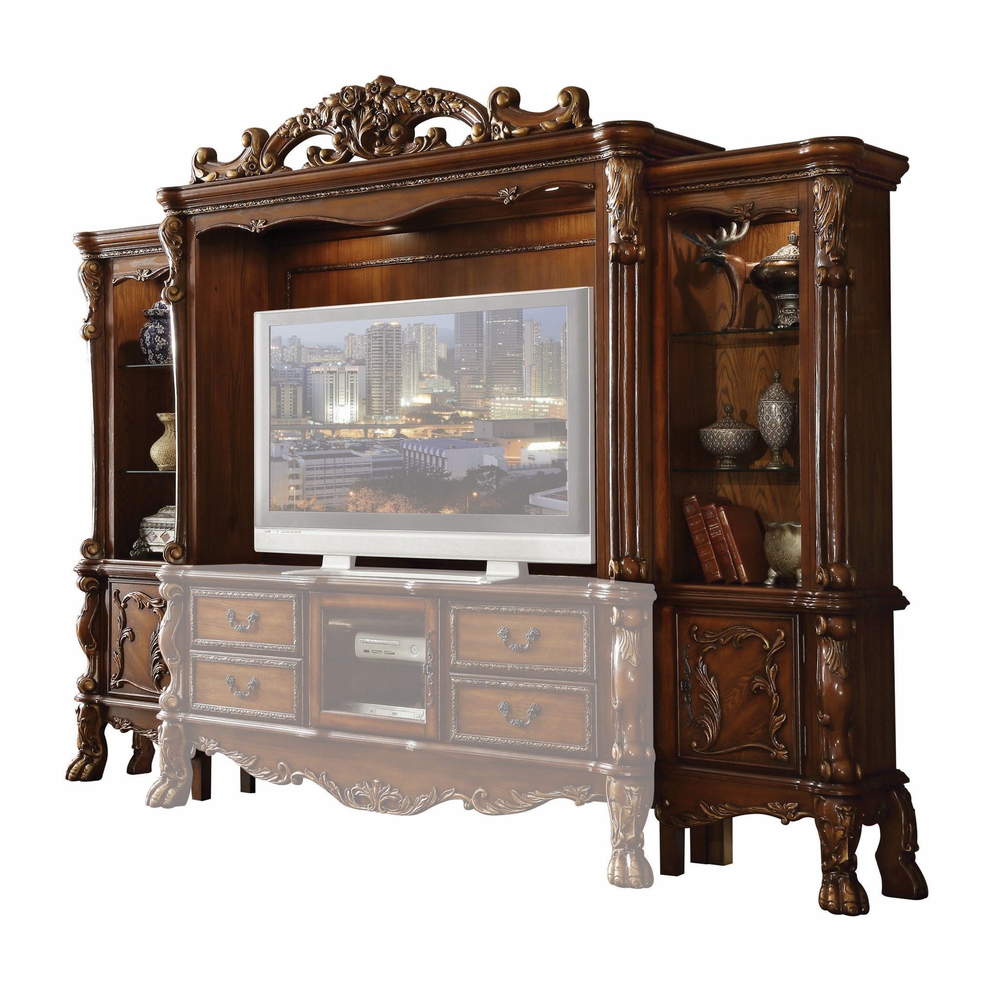 Cabinet Enclosed Storage Entertainment Center - Brown