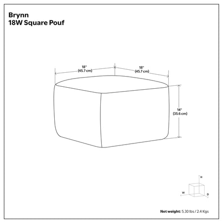 Brynn - Square Pouf - Patterned Black / Natural - view 5