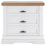 Ashbryn - White / Natural - Three Drawer Night Stand by Benchcraft® | Bel Furniture