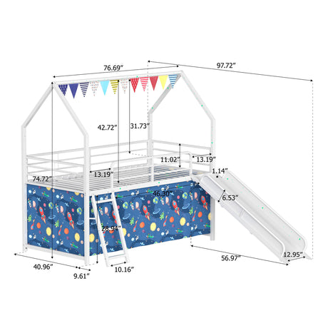 Jack - House Loft Bed With Slide And Curtain Set - view 68