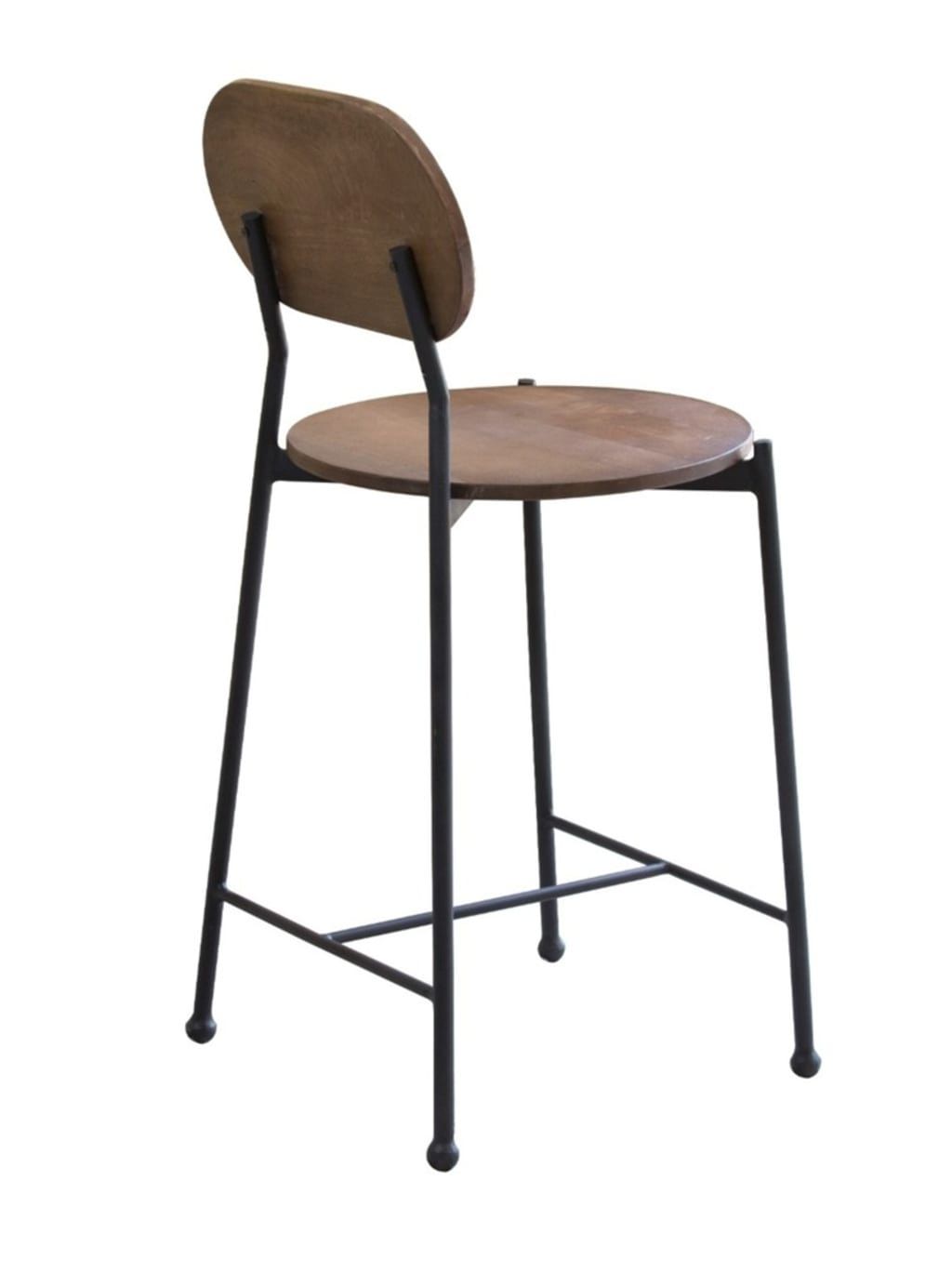 Iron Low Back Bar Height Bar Chair - Brown / Black