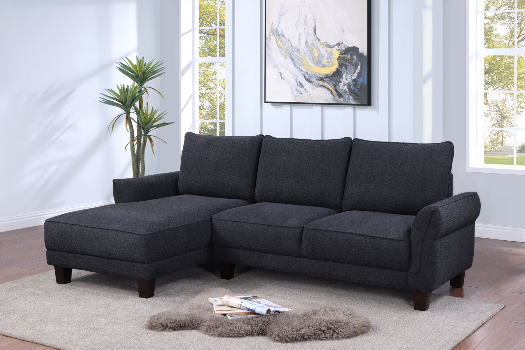 Belle - Sherpa Sectional Sofa With Left-Facing Chaise