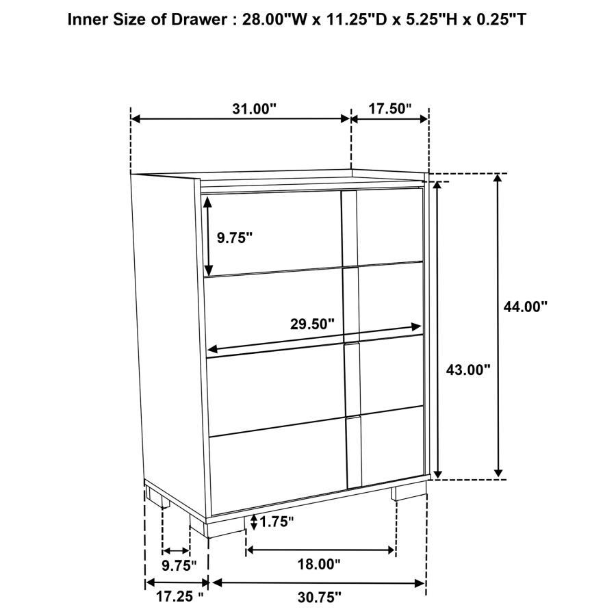 Hyland - 4-Drawer Chest of Drawers - Natural by Coaster Fine Furniture | Bel Furniture