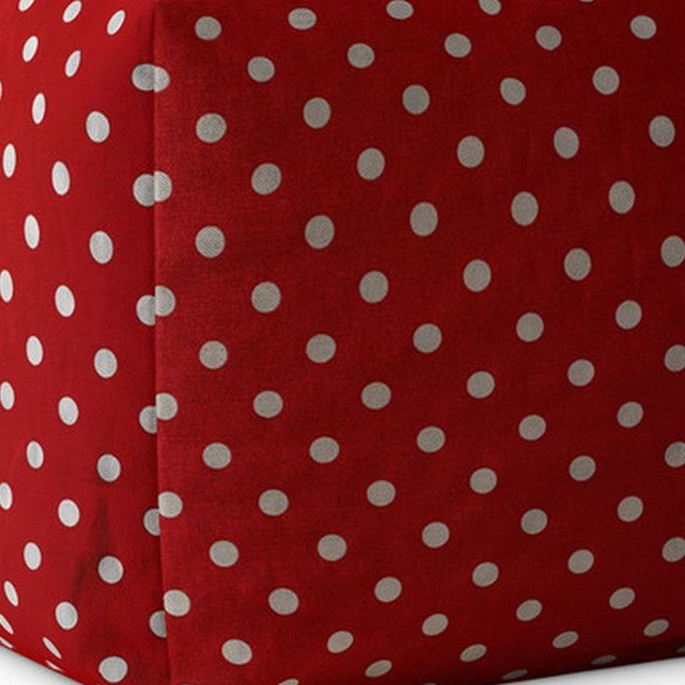 Cotton Polka Dots Pouf Cover - Red / White