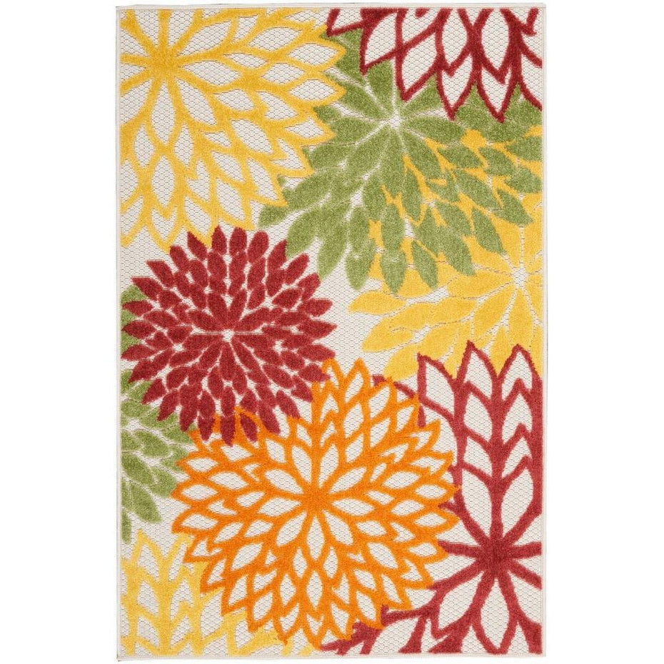 3' X 4' Floral Non Skid Indoor / Outdoor Area Rug - Red