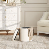 Brandy - Round Upholstered Storage Ottoman With Leather Accent by Jennifer Taylor Home | Bel Furniture