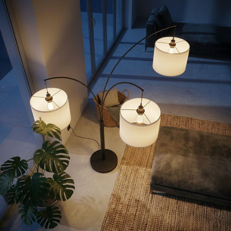 Royal - 3 Arm Arc Floor Lamp, Oil Rubbed Bonze With Linen Shade, 4 Way Rotary Switch - Oil-Rubbed Bronze - view 9