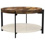 Adhvik - Round Table With Marble Shelf Light Brown Coffee Tables by Coaster Fine Furniture | Bel Furniture
