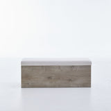 Shelton - Upholstered Flip Top Storage Bench - Ivory / Light Gray / Camel Oak
