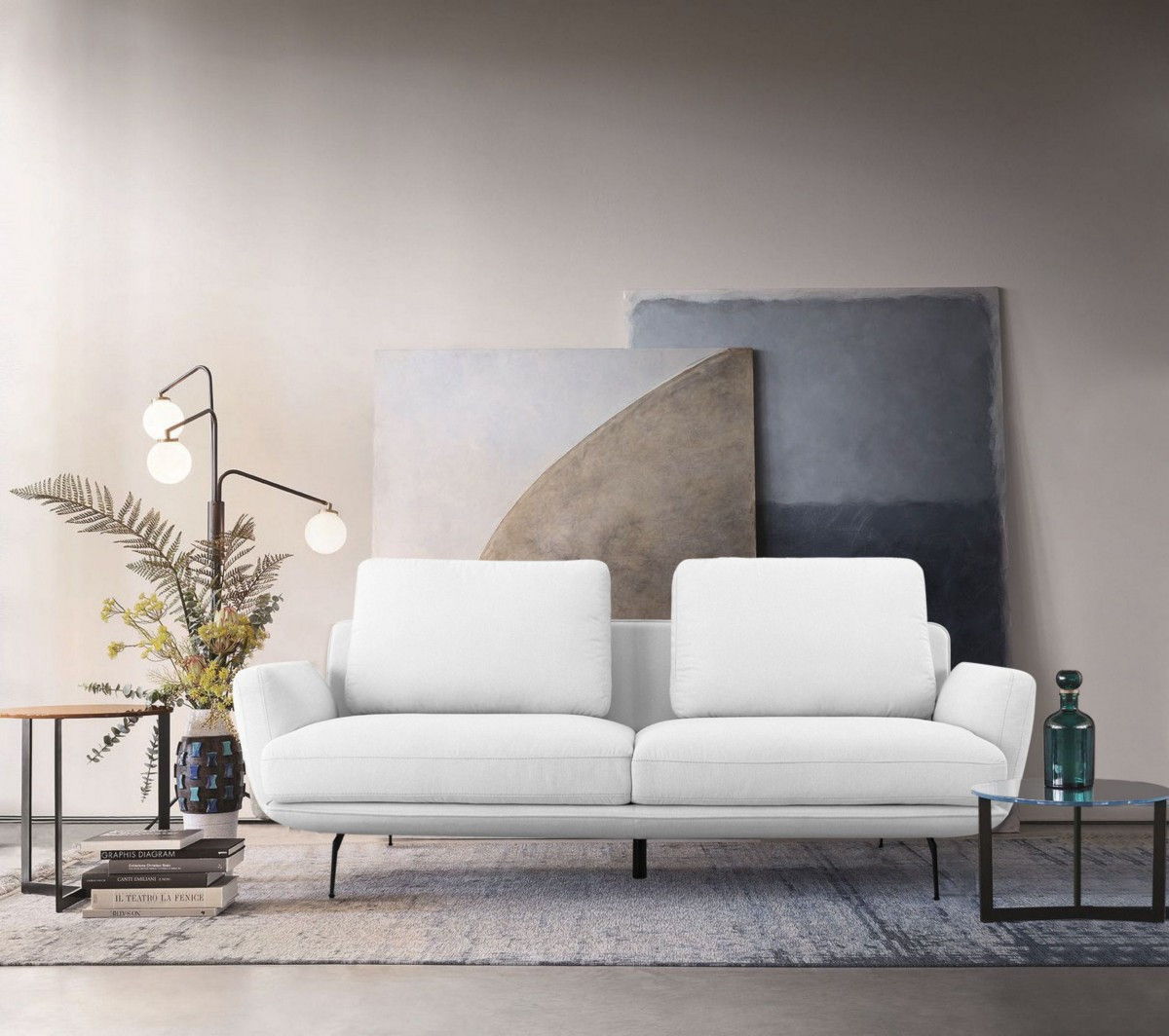 Sofa With Black Legs - Off White