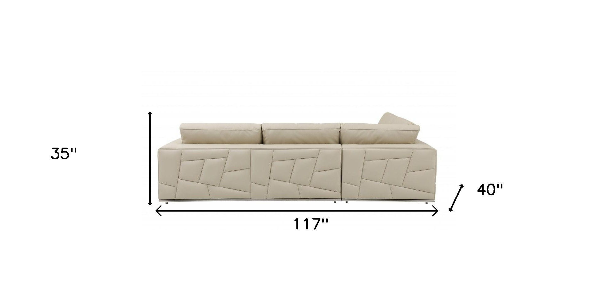 Italian Leather Reclining L Shaped Two Piece Corner Sectional - Beige