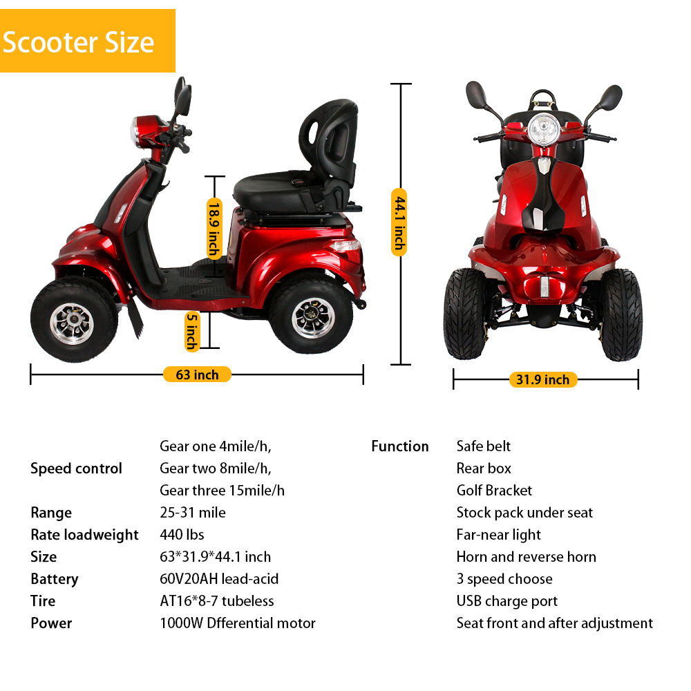 Golf Scooter, Grass Scooter - Red