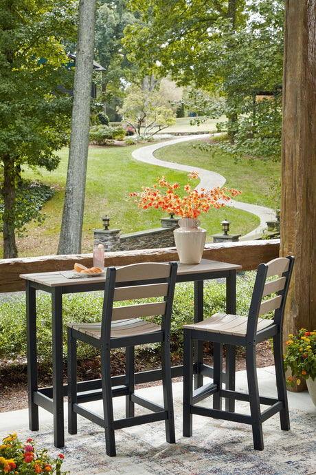 Shoreline Beach - Outdoor Counter Table And 2 Barstools (Set of 3) - Black / Beige - view 13
