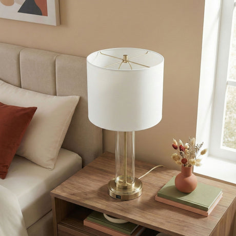 Luna - Table Lamp With On / Off Switch Clear Body Base - Clear / Silver / White - view 5