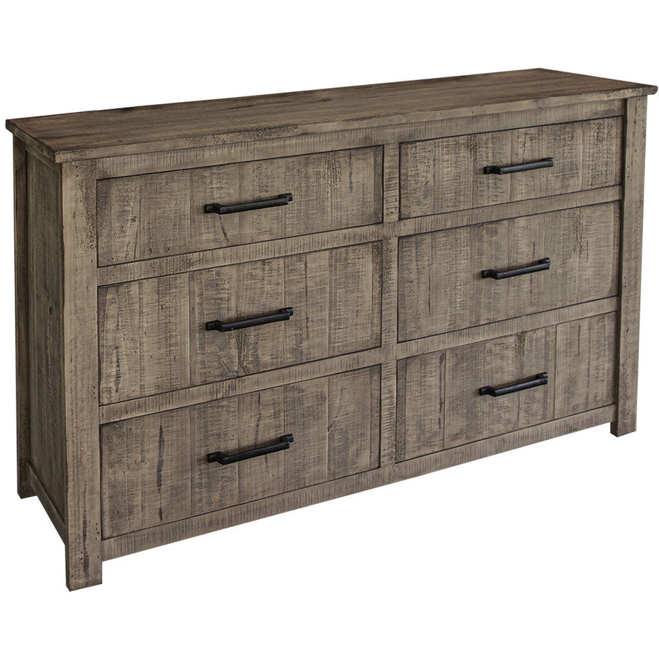 Solid Wood Six Drawer, Double Dresser - Brown