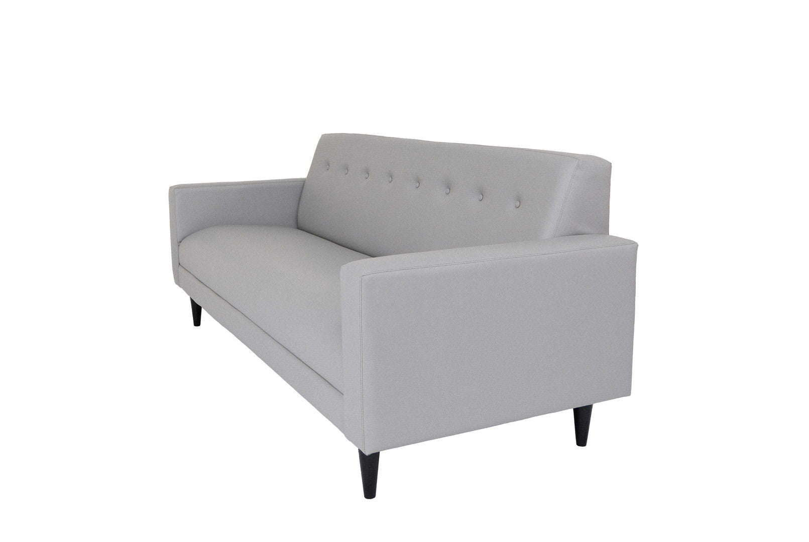 Faux Leather Sofa With Black Legs - Gray