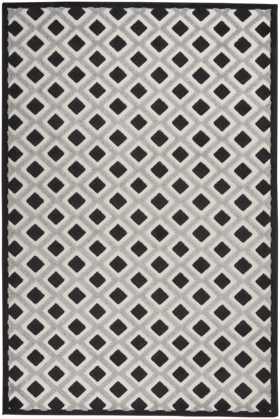 6' X 9' Geometric Indoor / Outdoor Area Rug - Black / White