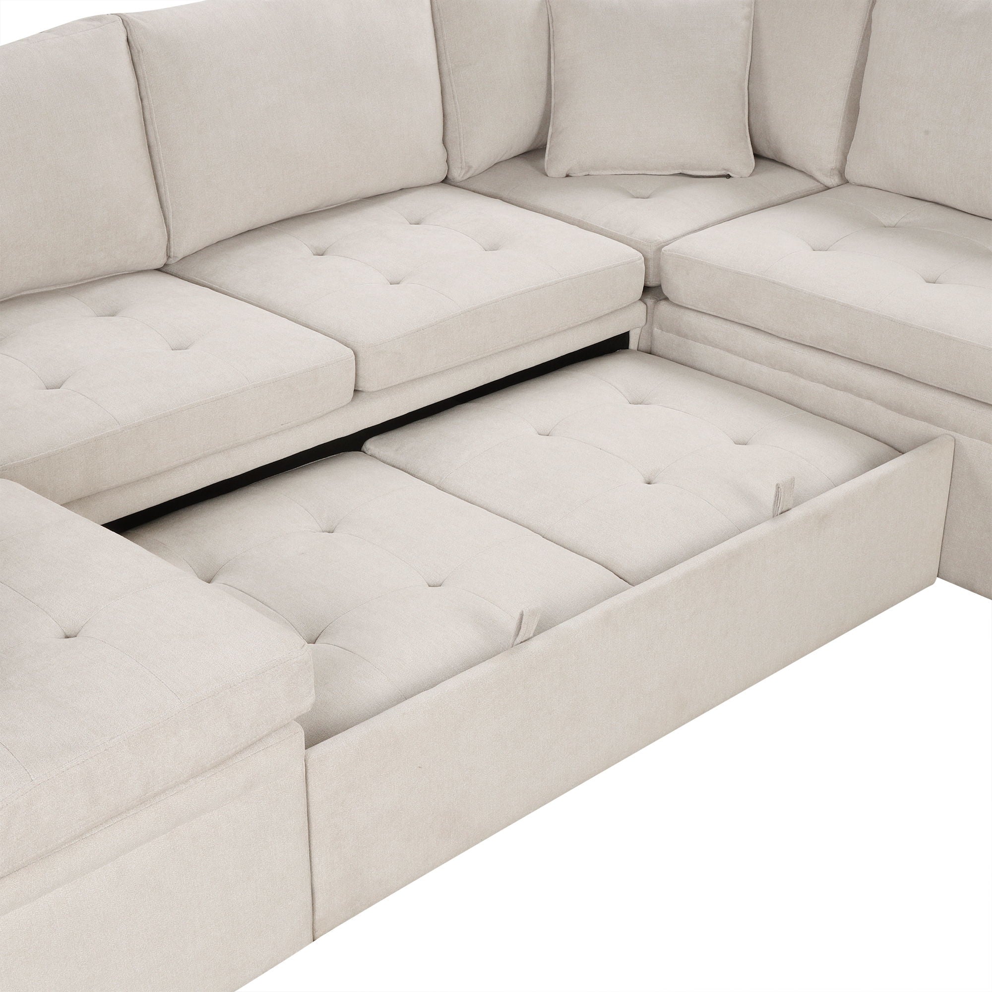 Oversized Sectional Sofa U-Shaped Sofa Couch Pull-Out Sofa Bed With Two Throw Pillows For Living Room