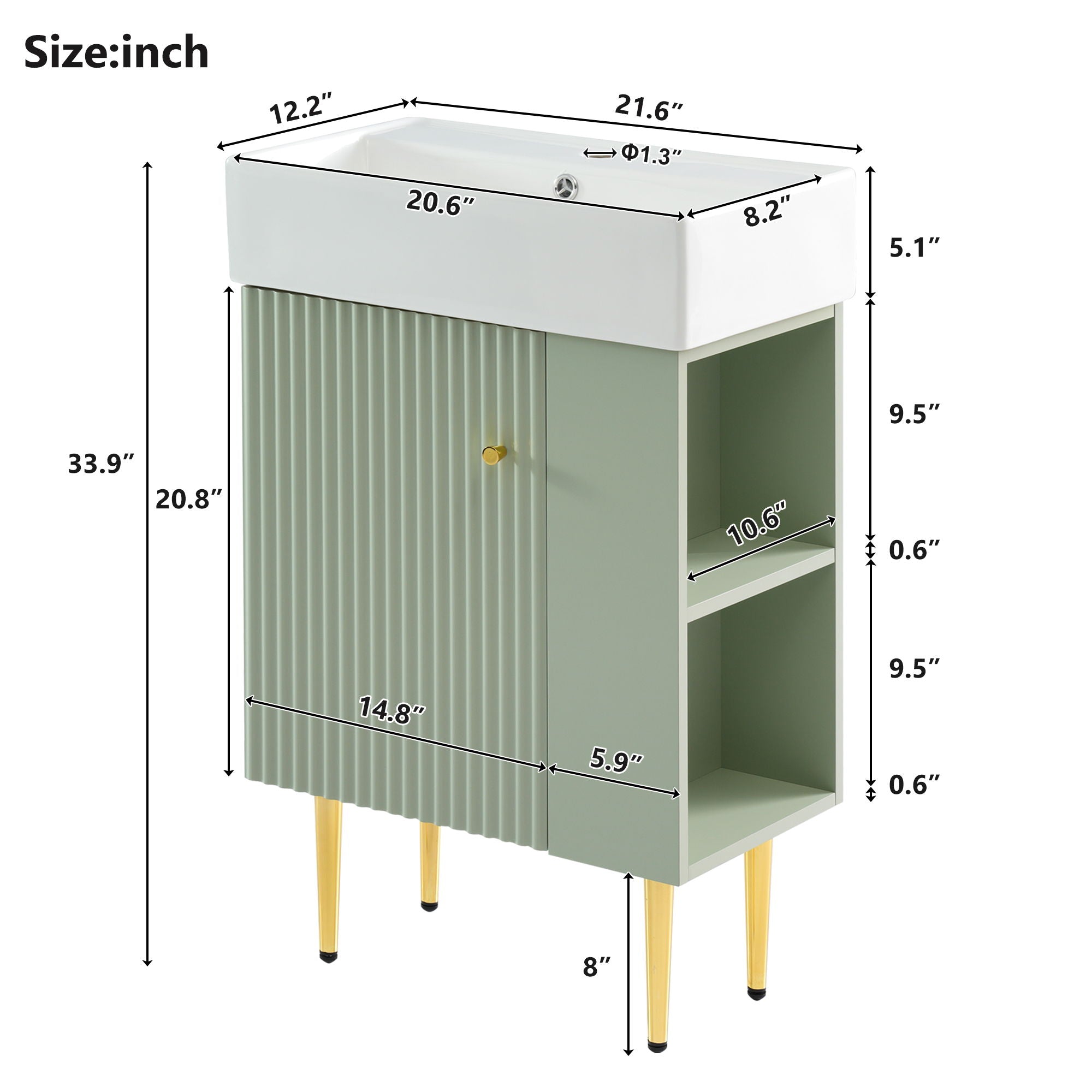 Bathroom Vanity, Combo Cabinet, Bathroom Storage Cabinet, Single Ceramic Sink