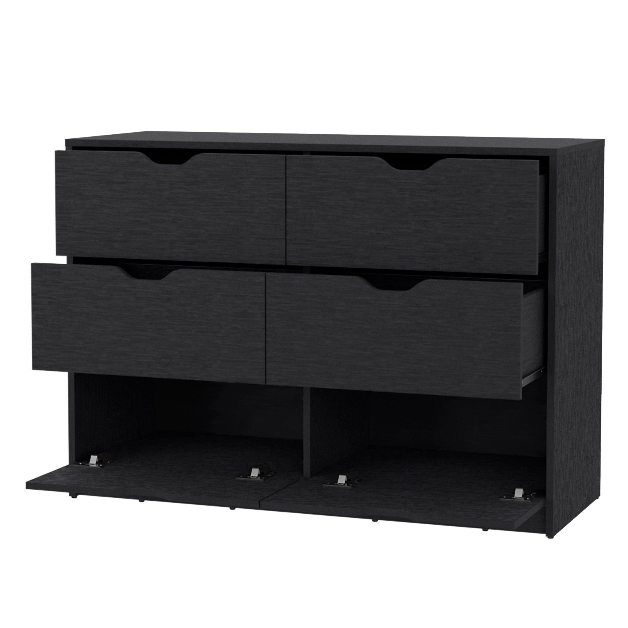 Manufactured Wood Six Drawer Modern Dresser - Black