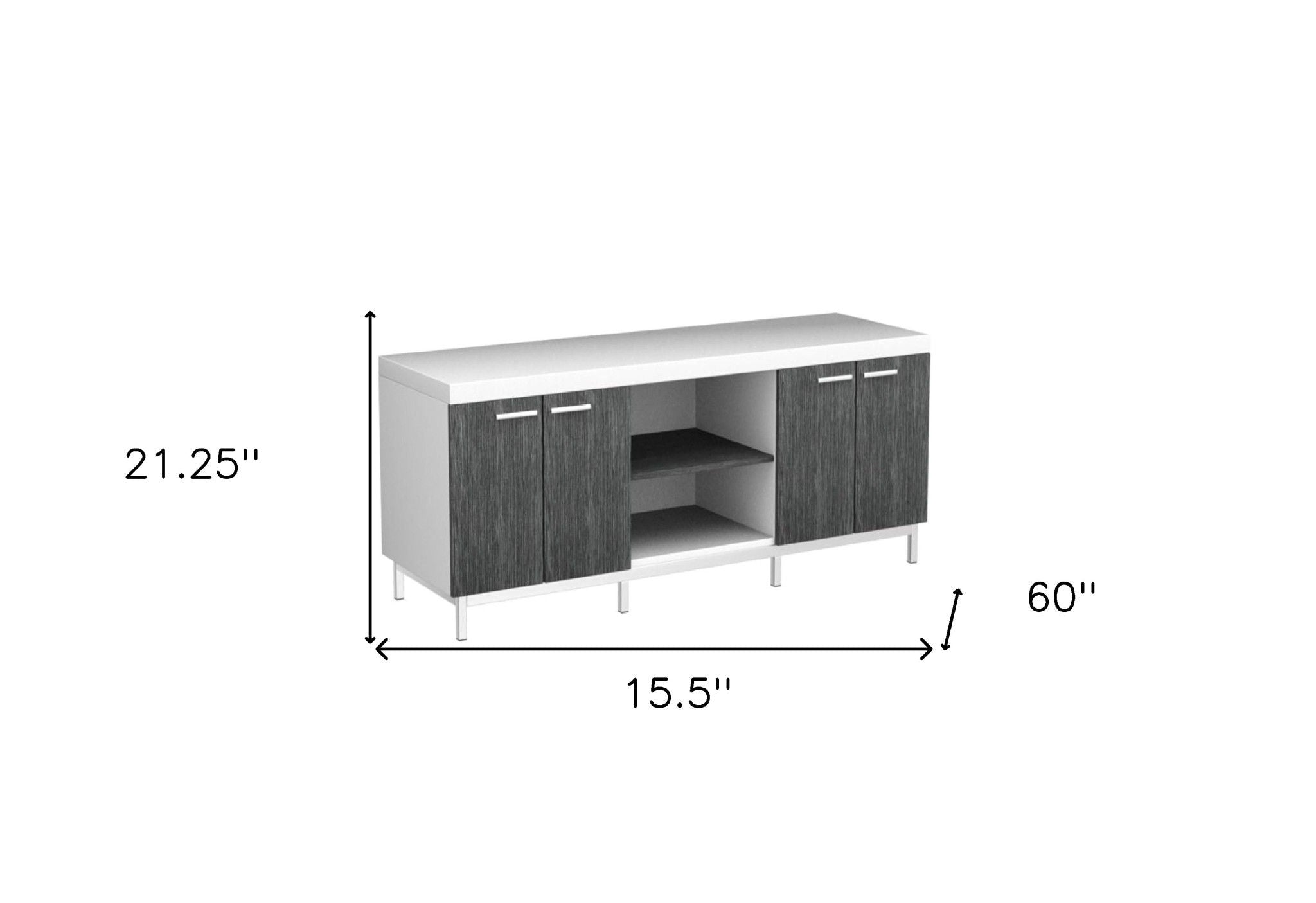 Cabinet Enclosed Storage, TV Stand - Gray / White