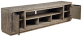 Krystanza - XL TV Stand w/Fireplace Option - Weathered Gray