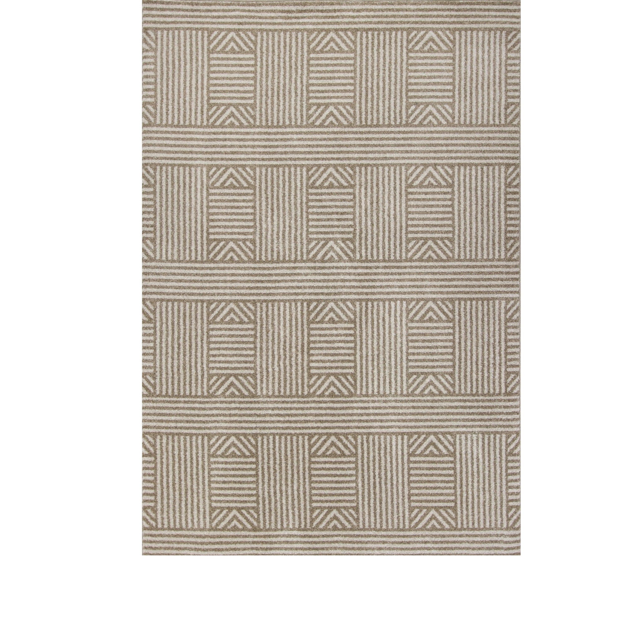 5' X 8' Geometric Lines UV Treated Area Rug - Beige