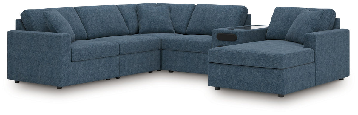 Modmax - Ink - Sectional Blue 6 Pc. Sectional With Audio System, Raf Corner Chaise by Signature Design by Ashley® | Bel Furniture