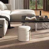 Brandy - Round Upholstered Storage Ottoman With Leather Accent by Jennifer Taylor Home | Bel Furniture