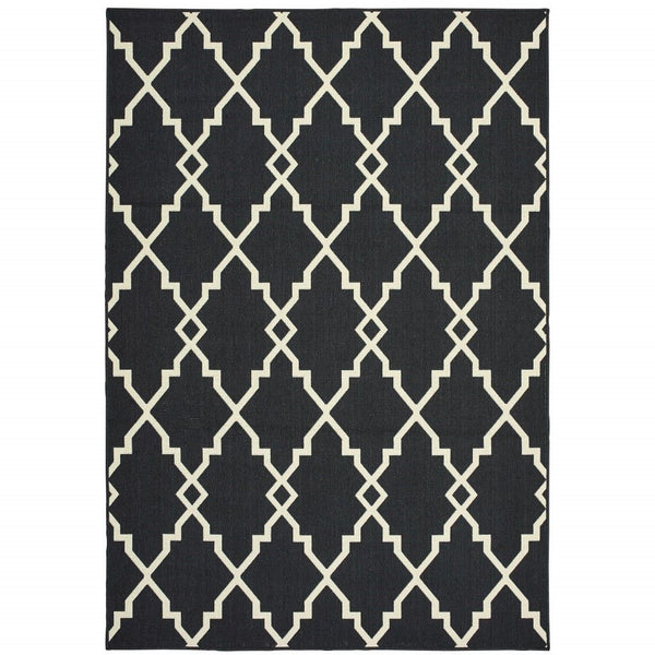 4' X 6' Outdoor / Indoor Area Rug - Black / Ivory