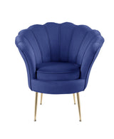 Angelina - Velvet Scalloped Back Barrel Accent Chair With Metal Legs by Lilola Home | Bel Furniture