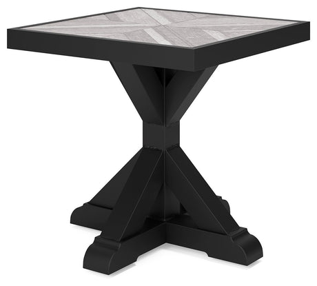 Beachcroft Square End Table Black and Light Gray