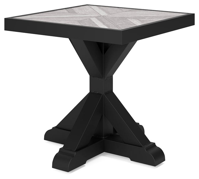 Beachcroft Square End Table Black and Light Gray