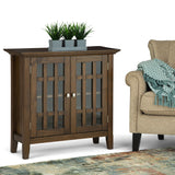 Bedford - Low Storage Media Cabinet - Rustic Natural Aged Brown by Simpli-Home | Bel Furniture