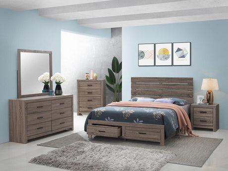 Brantford - Bedroom Set Dark Brown 4 Pc. Bed, Dresser, Mirror, Nightstand Queen by CoasterEveryday | Bel Furniture