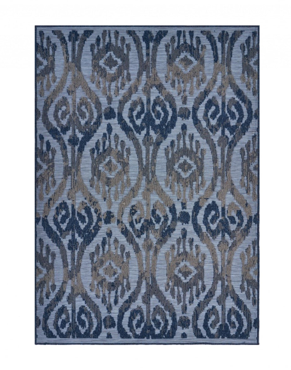 8' X 10' Indoor / Outdoor Area Rug - Blue / Yellow