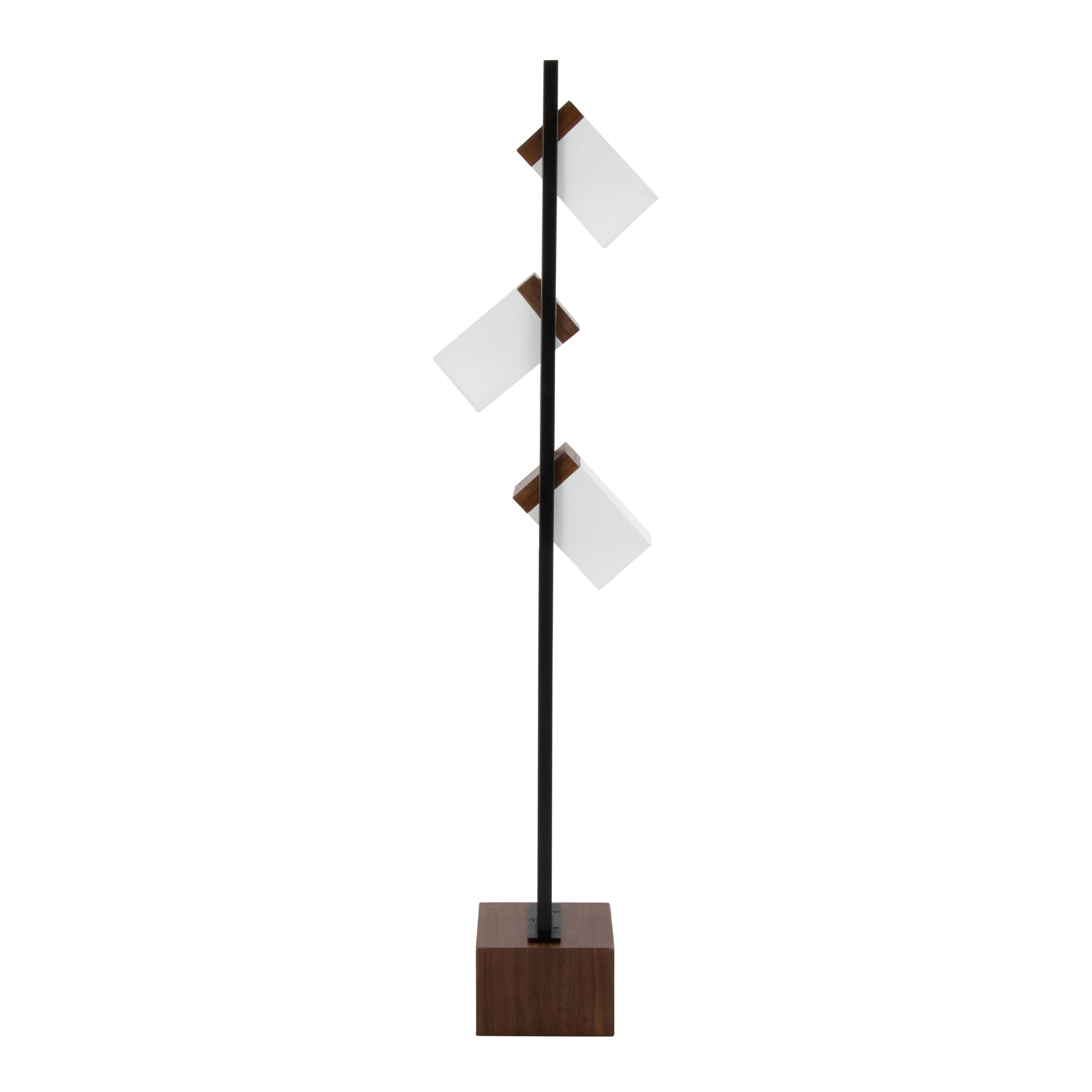 Bento - Contemporary Floor Lamp - Black / Walnut / White