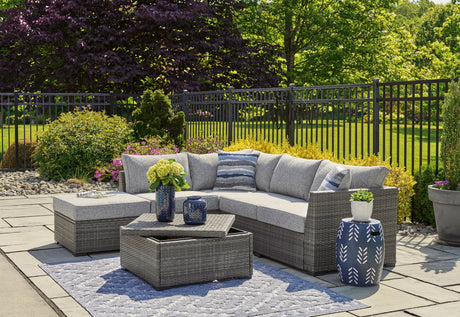 Petal Road - Gray - Loveseat Sectional, Ottoman, Table Set (Set of 4) by Signature Design by Ashley® | Bel Furniture