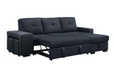 Lucas - Linen Sleeper Sectional Sofa With Reversible Storage Chaise - Dark Gray by Lilola Home | Bel Furniture