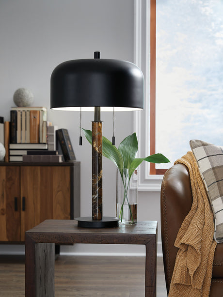 Alanbert - Brown / Black - Metal Table Lamp by Signature Design by Ashley® | Bel Furniture