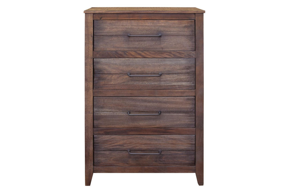 Solid Wood 4 Drawer Chest - Brown