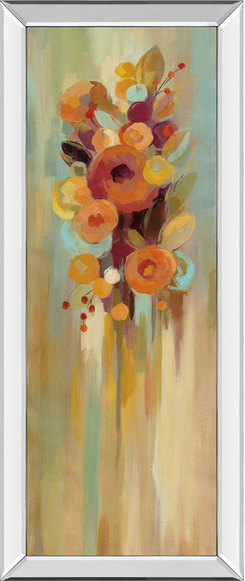 Tall Autumn Flowers I By Silvia Vassileva - Mirrored Frame Wall Art - Light Brown