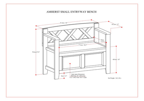 Amherst - Small Transitional Entryway Storage Bench by Simpli-Home | Bel Furniture