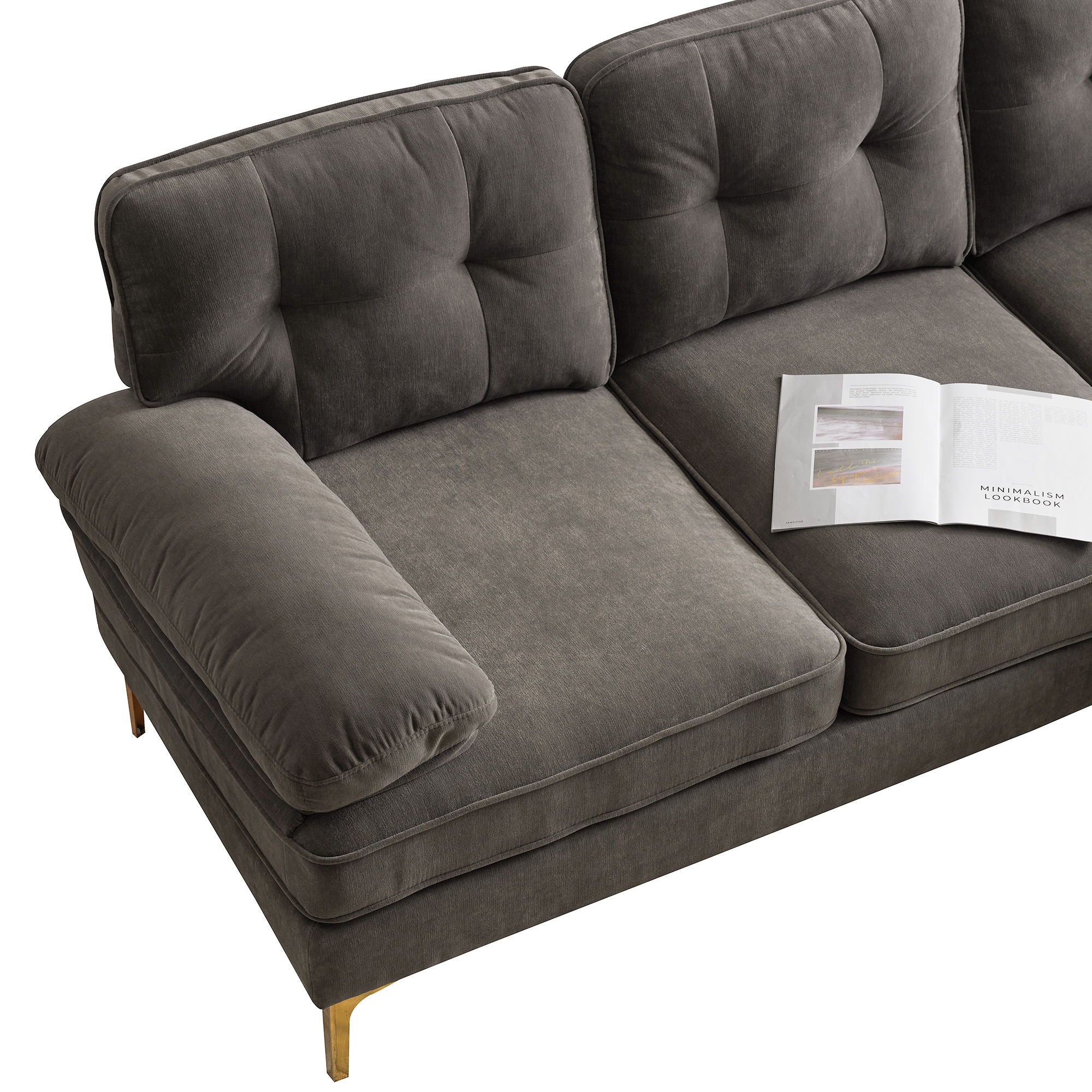 Modern Sectional Sofas Couches Velvet L Shaped Couches For Living Room, Bedroom