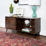 Contemporary Glass Shelf TV Stand For TVs Up To 58 - Dark Walnut by Walker Edison | Bel Furniture